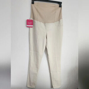 Isabel Maternity Crossover Panel Cream Skinny Jeans Size 8 (NWT)